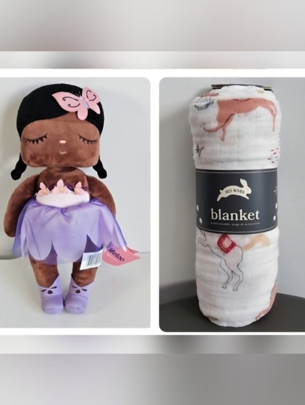 Metoo Fairy Plush Doll & New Swaddle Blanket Bundle